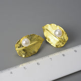 Sterling Silver Leaf Pearl Earrings – Gift Ideas — 2