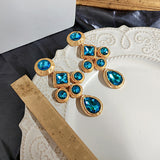 Blue Bright Crystal Oval Stud Earrings Wheat – Jewelry Gift Ideas — 7