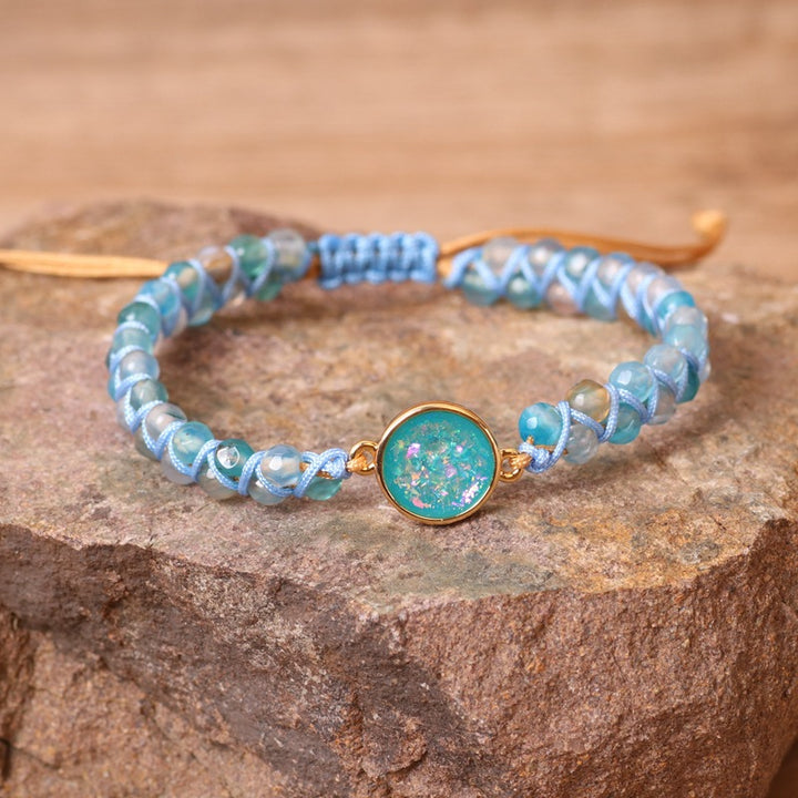 Double Braided Blue Stone Bead Bracelet – Jewelry Gift Ideas — 1