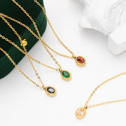 Emerald Zircon Necklace Titanium Steel Oval – Jewelry Gift Ideas — 1