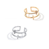 Double Cross Miniature Copper Inlaid Zircon Ring – Stylish Gifts — 5