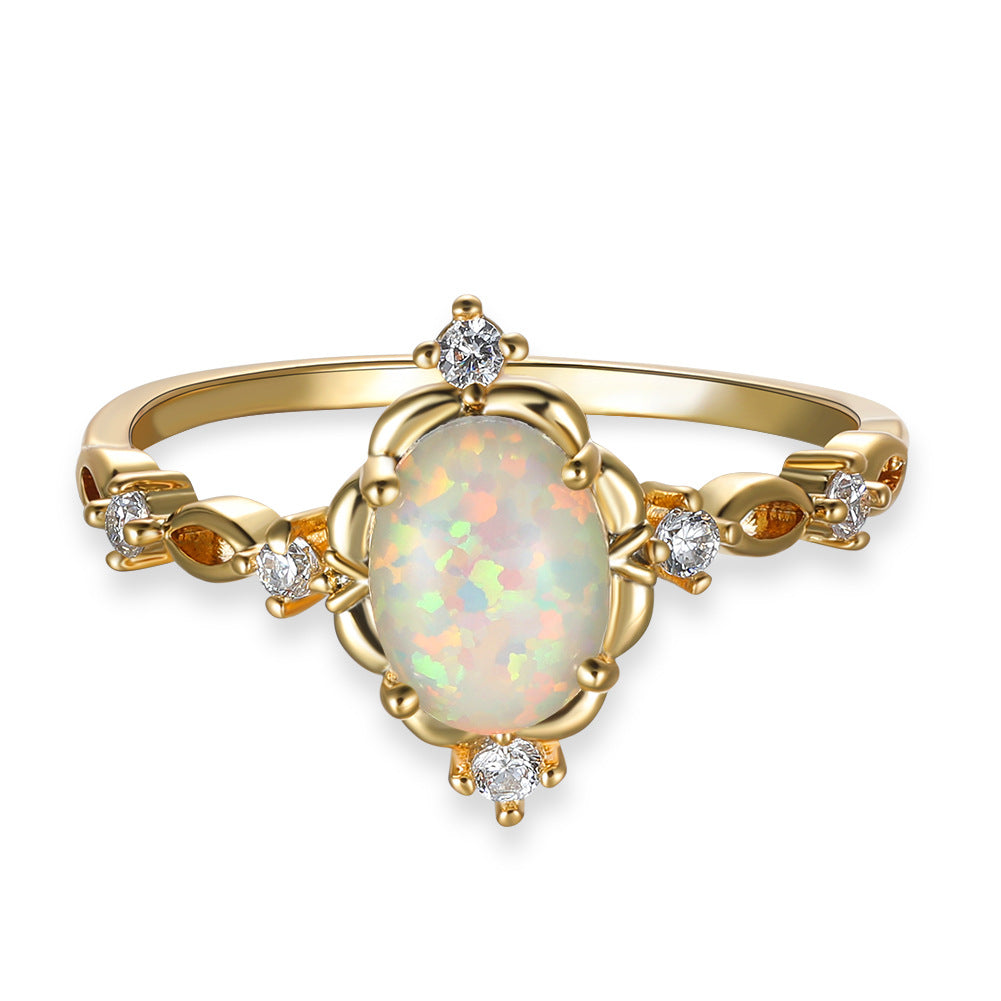 Natural Stone Semi-Precious Blue Moonstone Ring – Birthday Gifts — 1