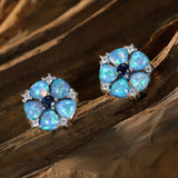 Hot Selling Platinum Opal Diamond Flower Stud Earrings – Gifts for Her — 4
