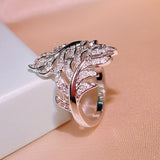 Zircon Ornament Ring Fashion Leaf Size Adjustable – Stylish Gifts — 2