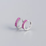 Women's Inlaid Cubic Zirconia Sterling Silver Stud – Gifts for Her — 7