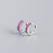 Women's Inlaid Cubic Zirconia Sterling Silver Stud – Gifts for Her — 7