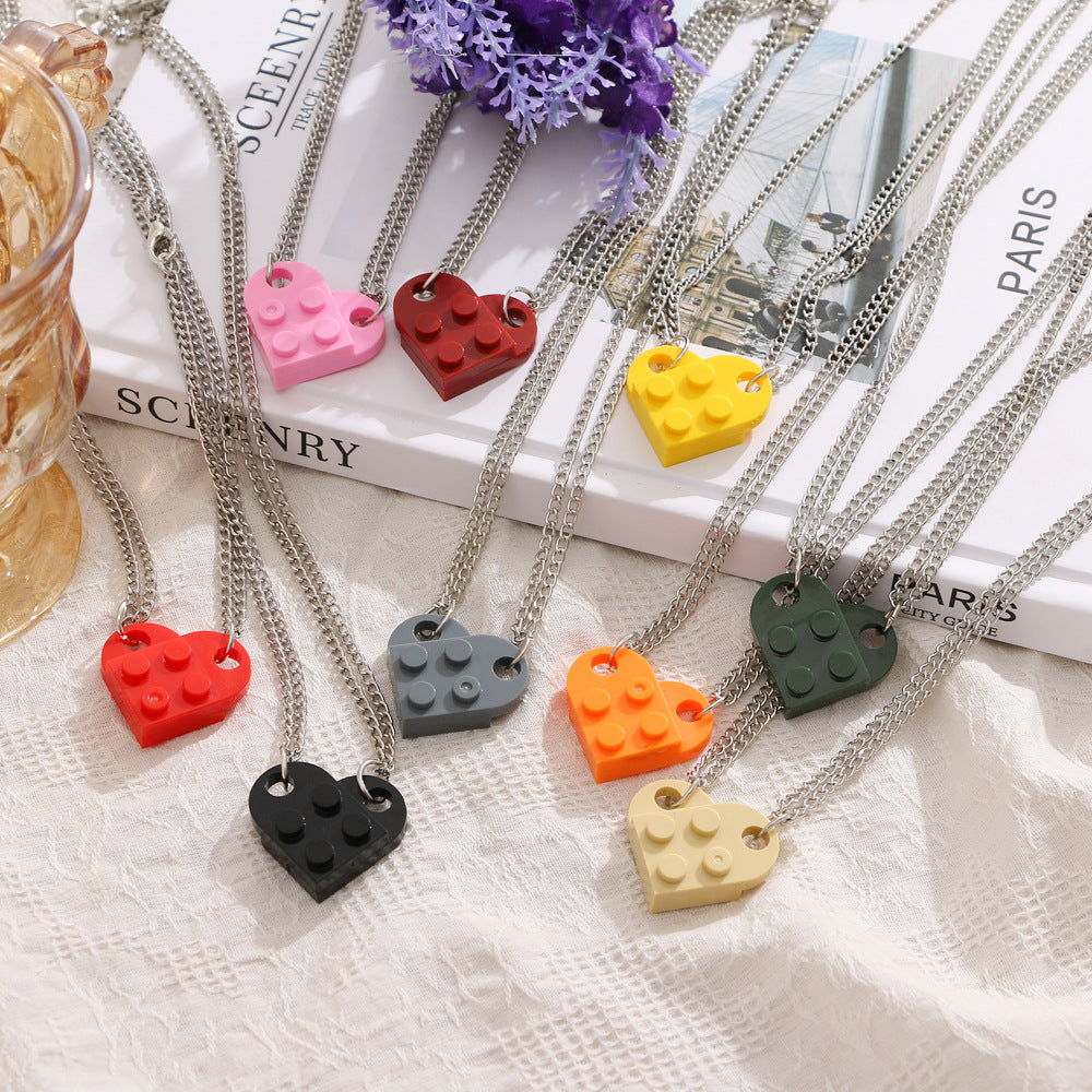 Hip Hop Heart Shaped Building Block Love Pendant – Jewelry Gift Ideas — 1