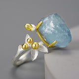 Natural Aquamarine Flower Adjustable Ring – Special Occasion Gifts — 2