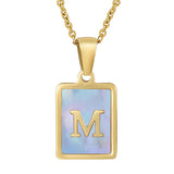 Titanium Steel 26 English Letter Necklace Blue – Jewelry Gift Ideas — 17