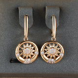 Round White Diamond Sunflower Earrings For Women – Gifts for Her — 4