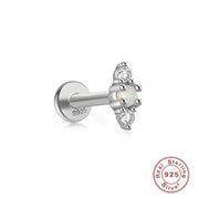 Sterling Silver Opal And Diamond Pierced Threaded Ear – Stylish Gifts — 5