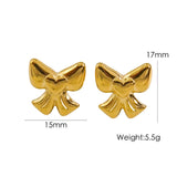 Bow Stainless Steel 14K Gold Earrings Necklace – Jewelry Gift Ideas — 3