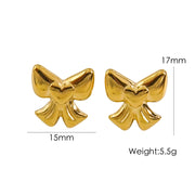 Bow Stainless Steel 14K Gold Earrings Necklace – Jewelry Gift Ideas — 3