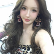 Leopard Cross Earrings Y2g Millennium Hot Girl Niche – Gifts for Kids — 8
