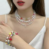 Gold-plated Inlaid Pearl Multi-row Necklace – Jewelry Gift Ideas — 1