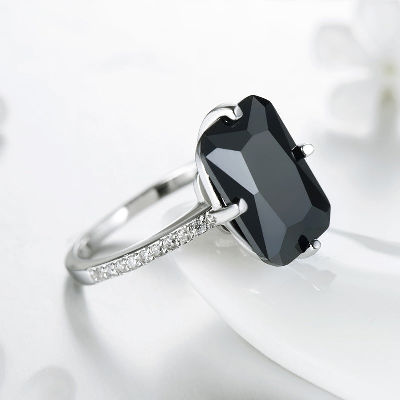 Inlaid Rectangular Zircon Ring For Women – Gifts for Her — 1