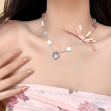 Color Bow Beaded Necklace Female Flower Short – Jewelry Gift Ideas — 4