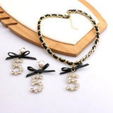 Double Layer Neck Strap Clavicle Chain Bow Black – Jewelry Gift Ideas — 3