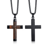 Titanium Steel Pear Flower Wood Cross Pendant – Jewelry Gift Ideas — 3