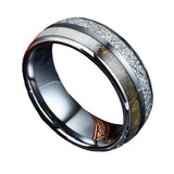 Two-tone Patch Ornament White Silk Wood Grain Ring – Gifts for Him — 6