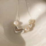 Sweet Loving Heart Pearl Necklace Women's Fashion – Jewelry Gift Ideas — 2