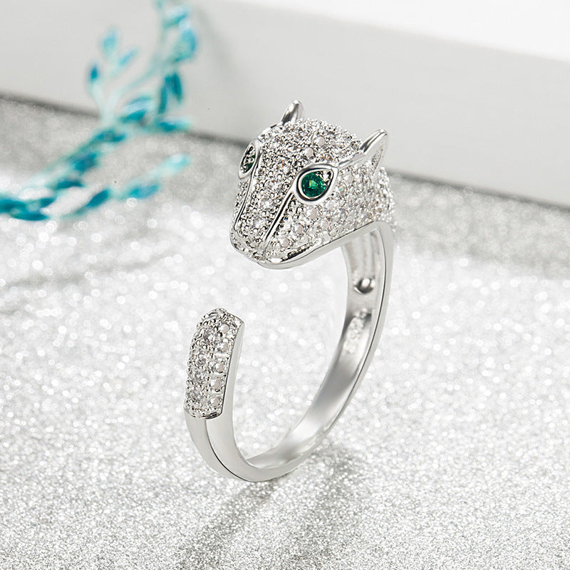 Slightly Inlaid Snake Leopard Head Ring – Stylish Gifts — 1