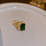 Silver Needle Zircon Emerald Crystal Geometric – Jewelry Gift Ideas — 3