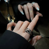 Geometric Cool Wind Ins Black Crystal Ring – Stylish Gifts — 5