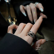 Geometric Cool Wind Ins Black Crystal Ring – Stylish Gifts — 5