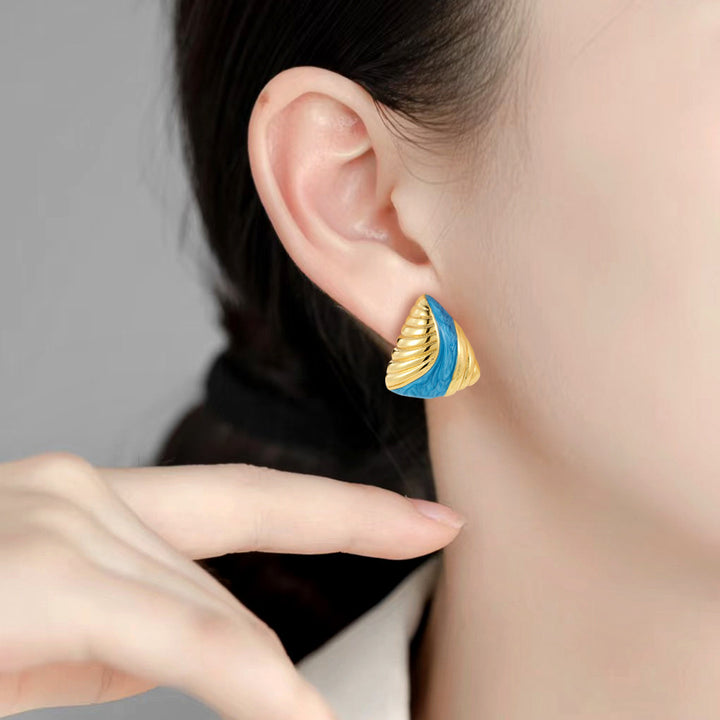Drop Oil Triangle Striped Ear Studs Minority Fashion – Stylish Gifts — 1