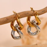 18K Gold Two-color Chain Stud Earrings For Women – Gifts for Her — 3
