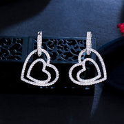 Double Love Earrings Micro Inlaid Zircon Double – Gifts for Couples — 3