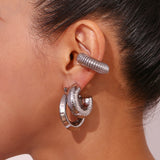 Square Line Hollow C- Shaped Ear Ring Stainless – Practical Gifts — 8