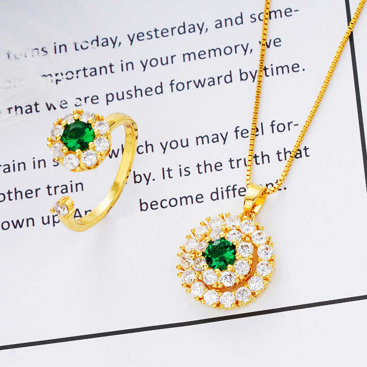 Spinning Ring Necklace Two-piece Work Zircon – Jewelry Gift Ideas — 1