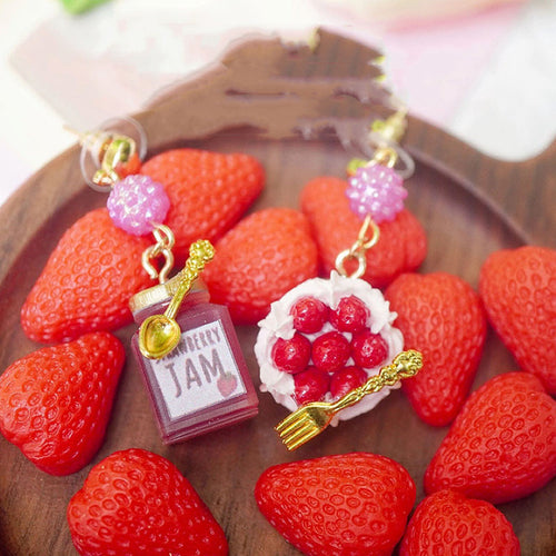 Creative Miniature Food Play Asymmetrical Silver Earrings – Gift Ideas — 1