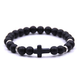 Natural Stone Black Cross Elastic Wire Bracelet – Jewelry Gift Ideas — 8