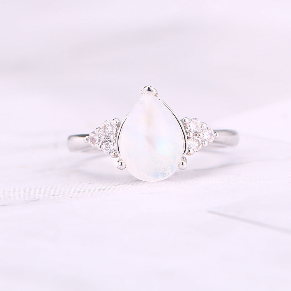 Natural Semi-Precious Moonstone Ring Simple – Everyday Gifts — 1