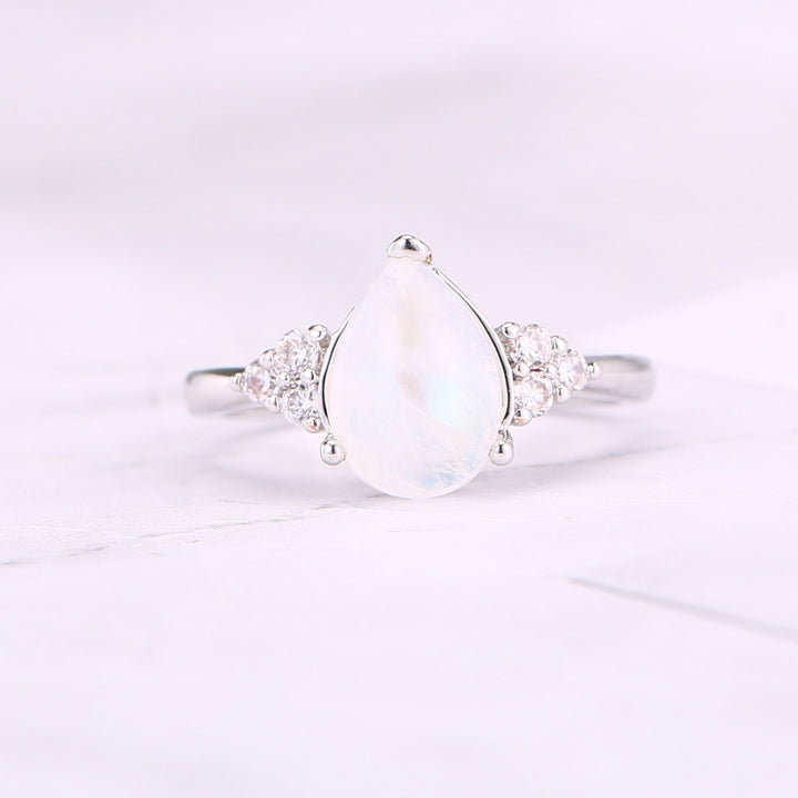 Natural Semi-Precious Moonstone Ring Simple – Everyday Gifts — 1