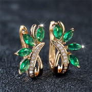 Water Drop Flower Shape Green Zircon Earrings – Gift Ideas — 7