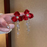 Women's Fashion Ethnic Red Tassel Silver Stud Earrings – Stylish Gifts — 5