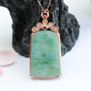 Silver Inlaid Natural Jade Pendant Necklace – Jewelry Gift Ideas — 1