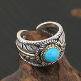 Personality Fashion Turquoise Feather Ring Men – Stylish Gifts — 3