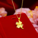 Gold Pendant Simple Grass Necklace – Jewelry Gift Ideas — 3