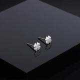 S999 Sterling Silver Four-leaf Clover Earrings Women's – Gifts for Her — 3