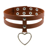 Black PU Leather Peach Heart Pendant Collar – Jewelry Gift Ideas — 8