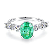 S925 Sterling Silver Emerald Ring Female High Carbon – Gifts for Her — 8