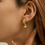 Fashion Emerald Zircon C- Shaped Earrings – Stylish Gifts — 1