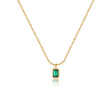 Women's Emerald Single Diamond Titanium Necklace – Jewelry Gift Ideas — 4