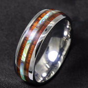 Rose Gold Wood Grain Shell Titanium Steel Ring – Useful Gifts — 1