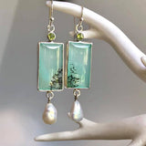 Vintage Geometric Long Turquoise Moonstone Drop Earrings – Gift Ideas — 5